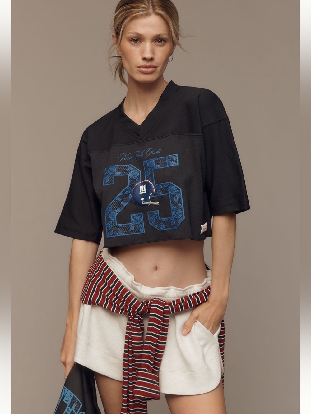 NWT- NY Giants Cropped NFL Jersey-Anthropologie